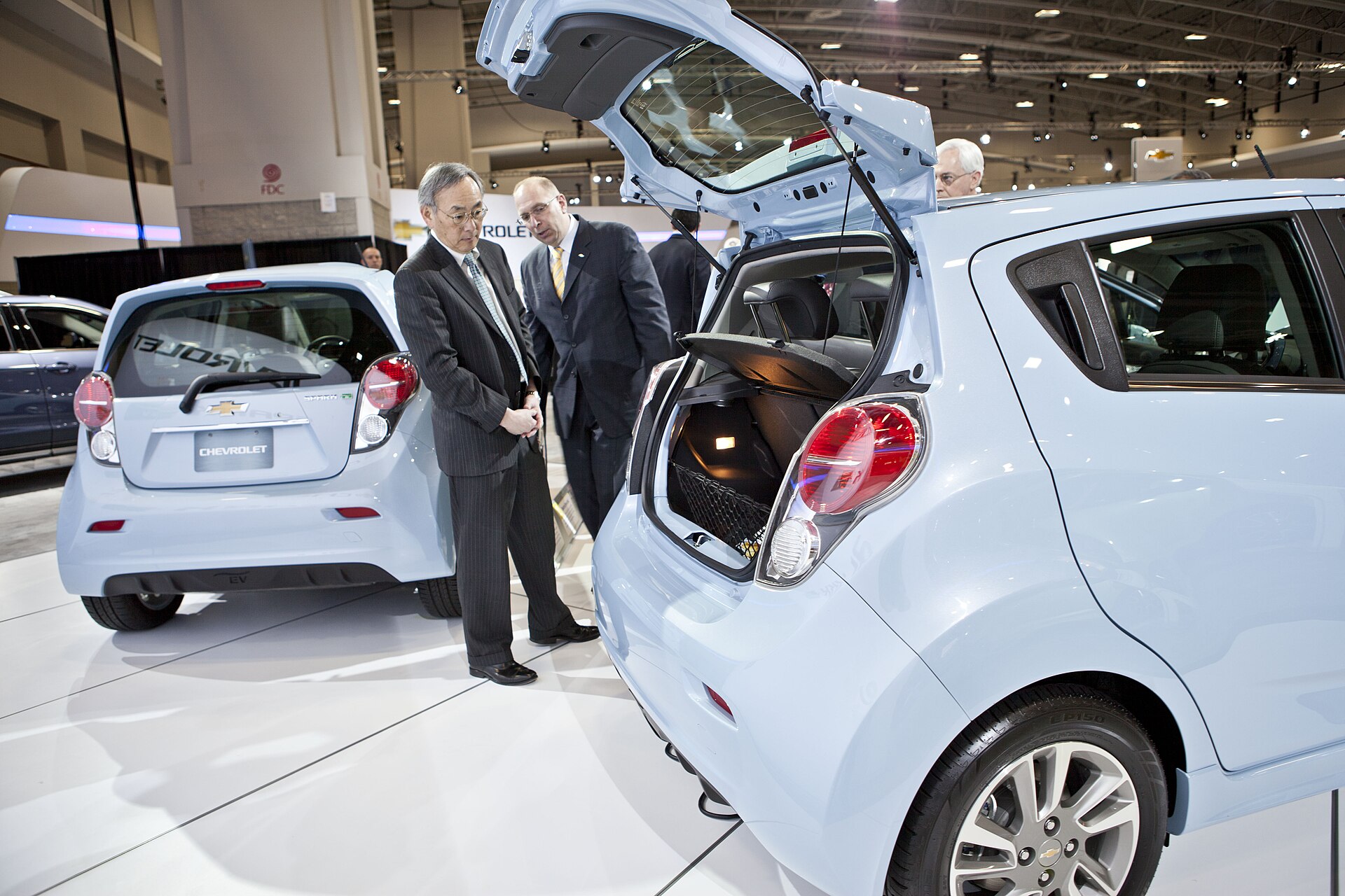 Chevrolet Spark EV on display, front three-quarter view