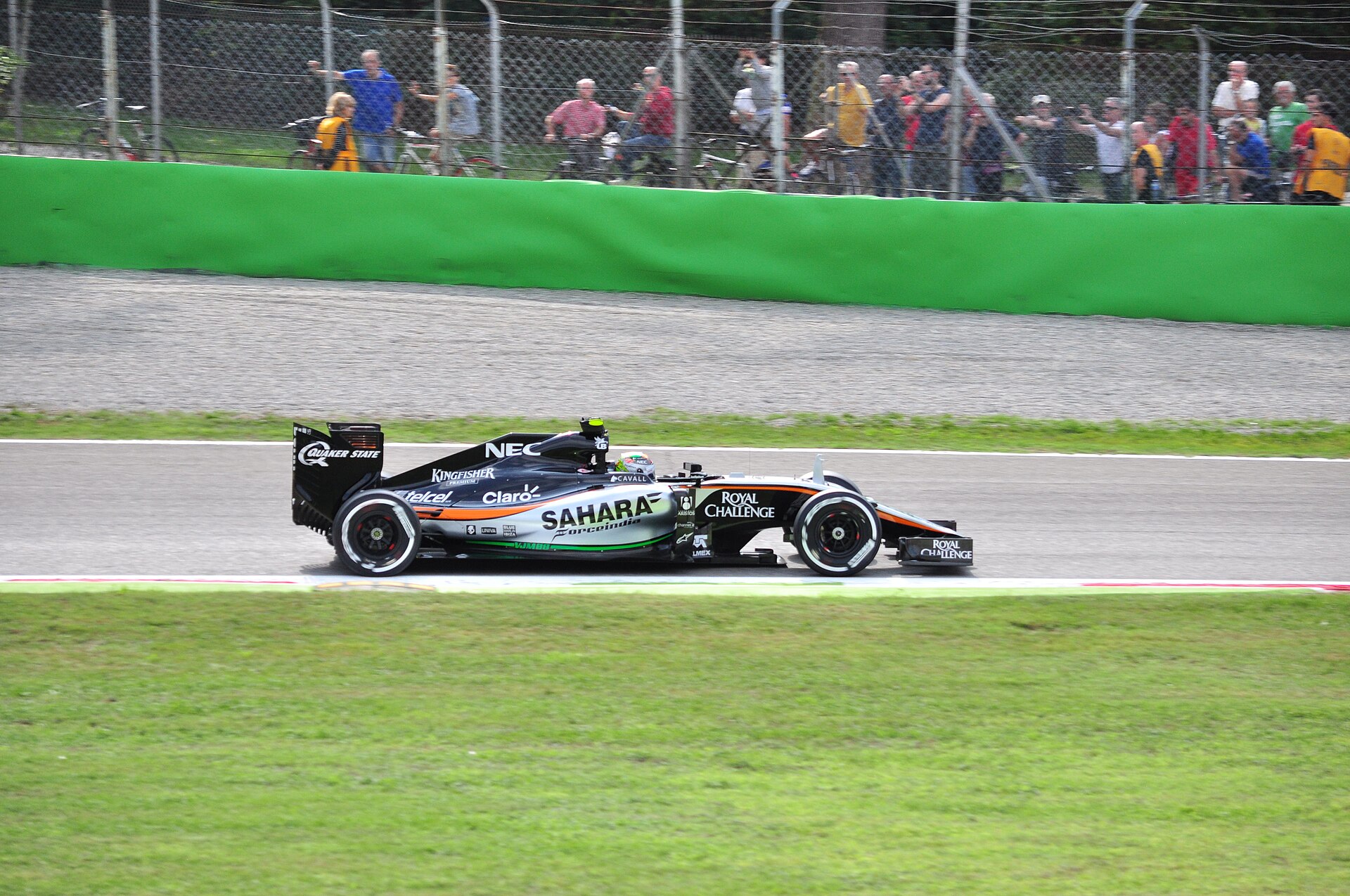 Sergio Perez in the Force India VJM08 Formula One car.