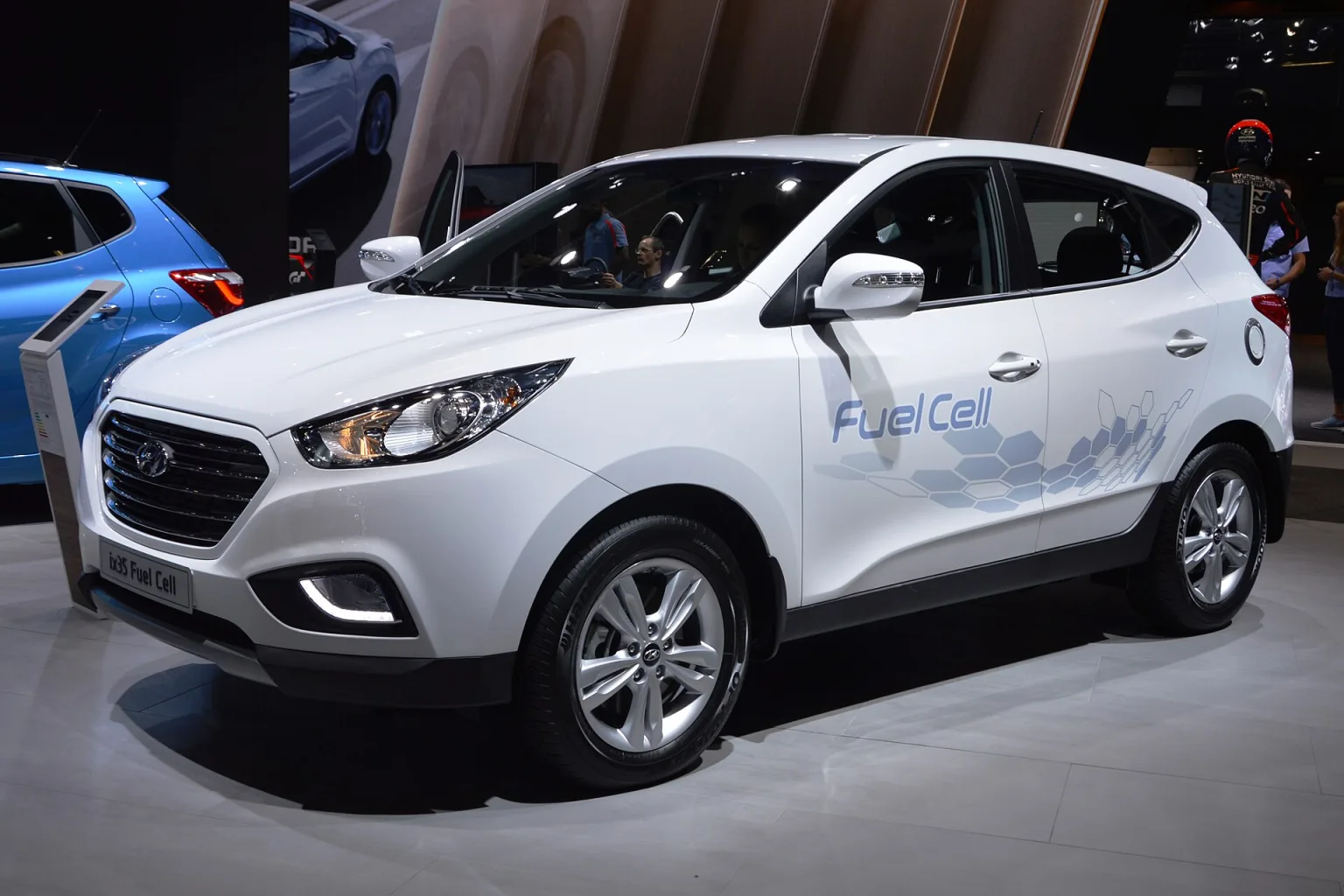 Hyundai ix35 Fuel Cell SUV, fuel cell version visible in the photo.
