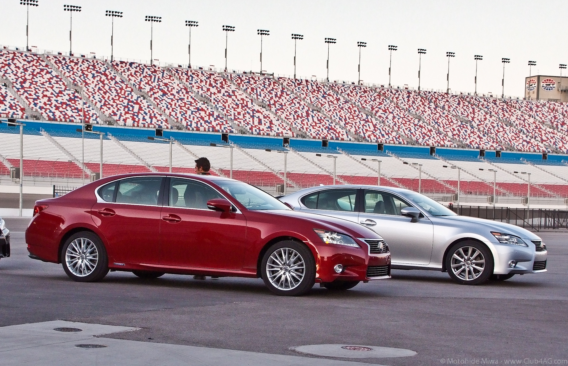 2013 Lexus GS 350 and GS 450h on display in Las Vegas.