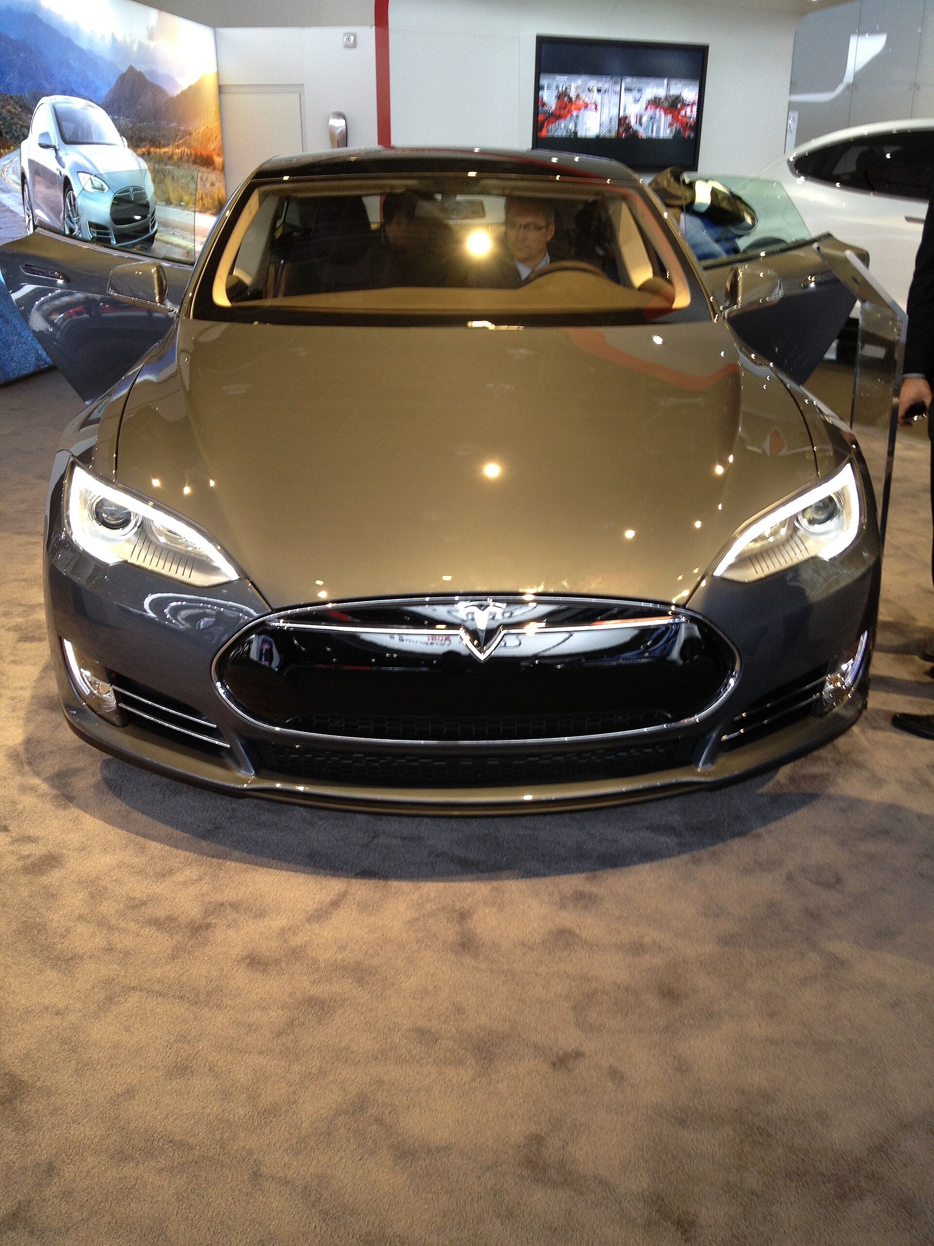 2013 Tesla Model S in a parking lot