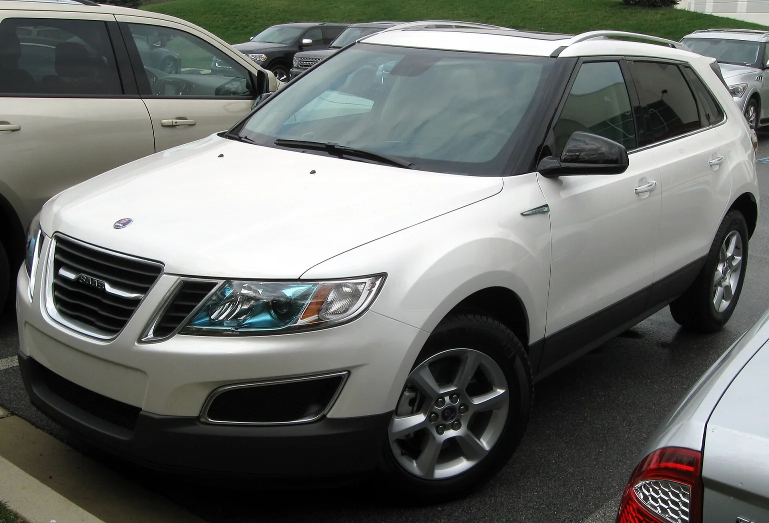 2012 Saab 9-4X in silver, front three-quarter view