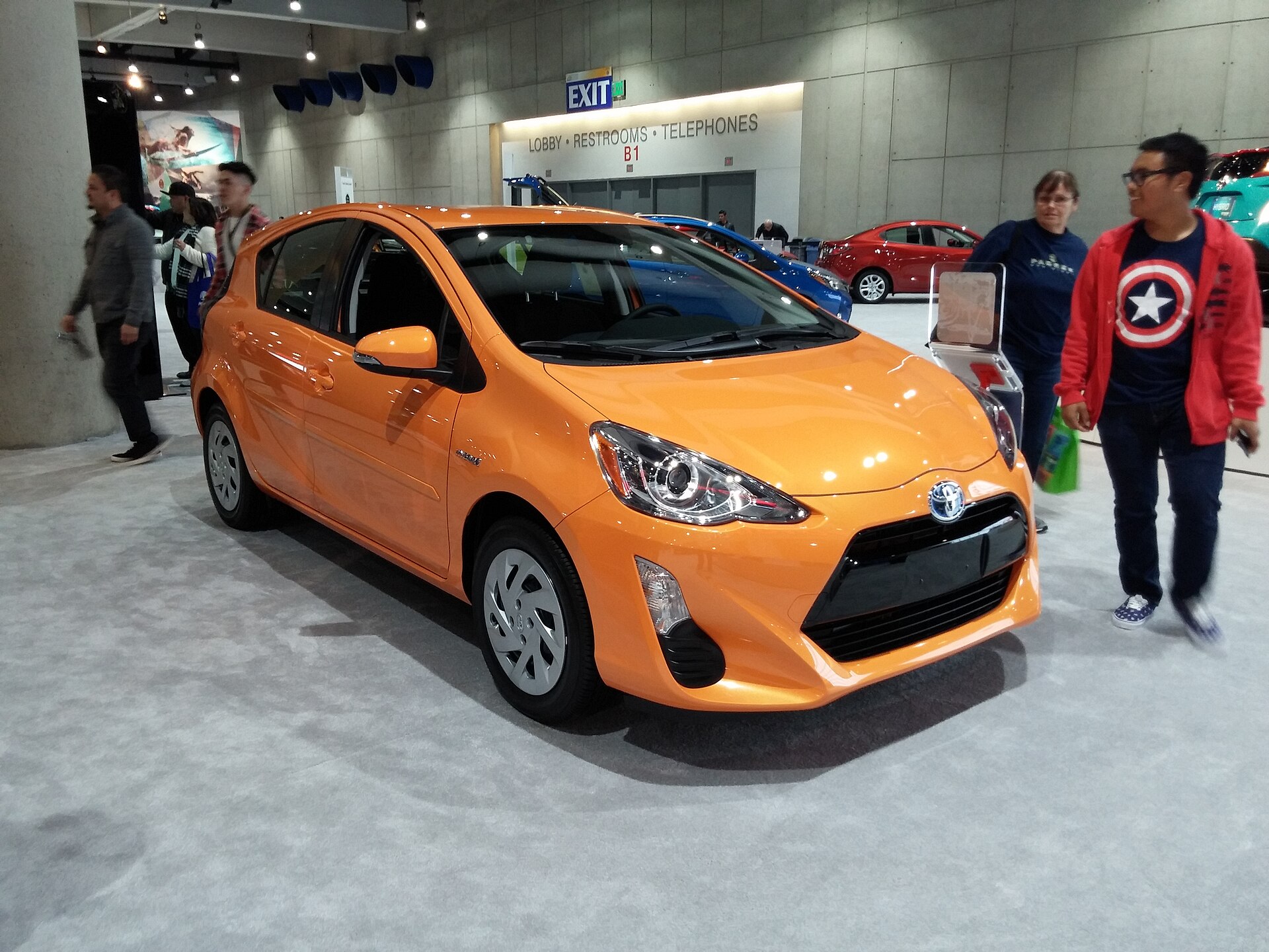 2017 Toyota Prius C in silver, front three-quarter view