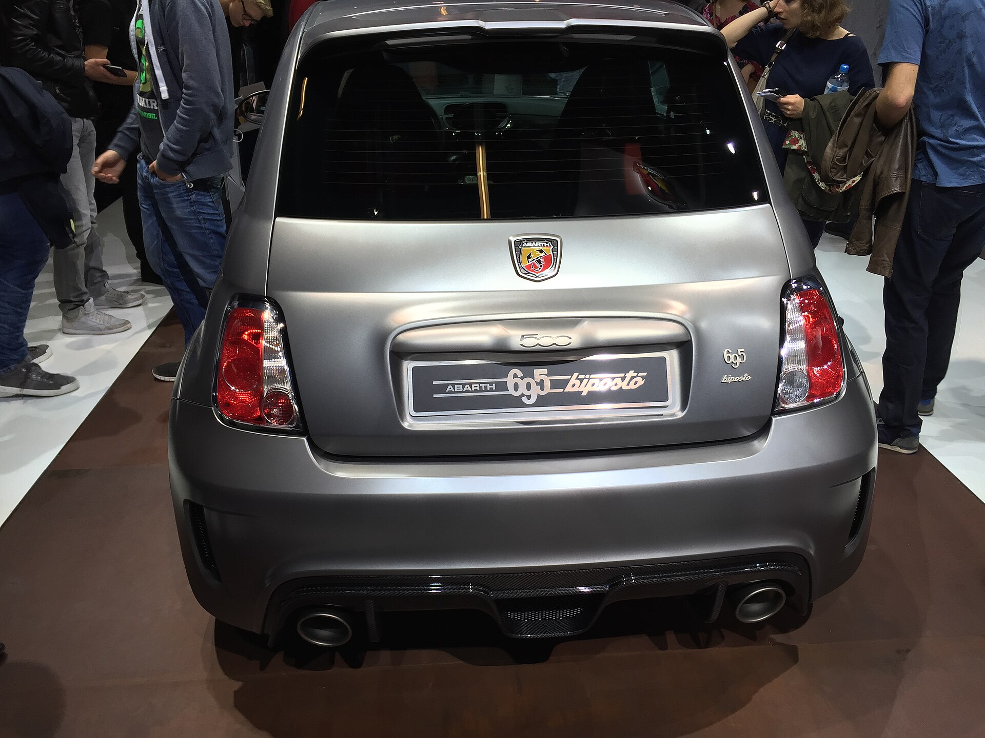 Rear view of the Abarth 695 Biposto