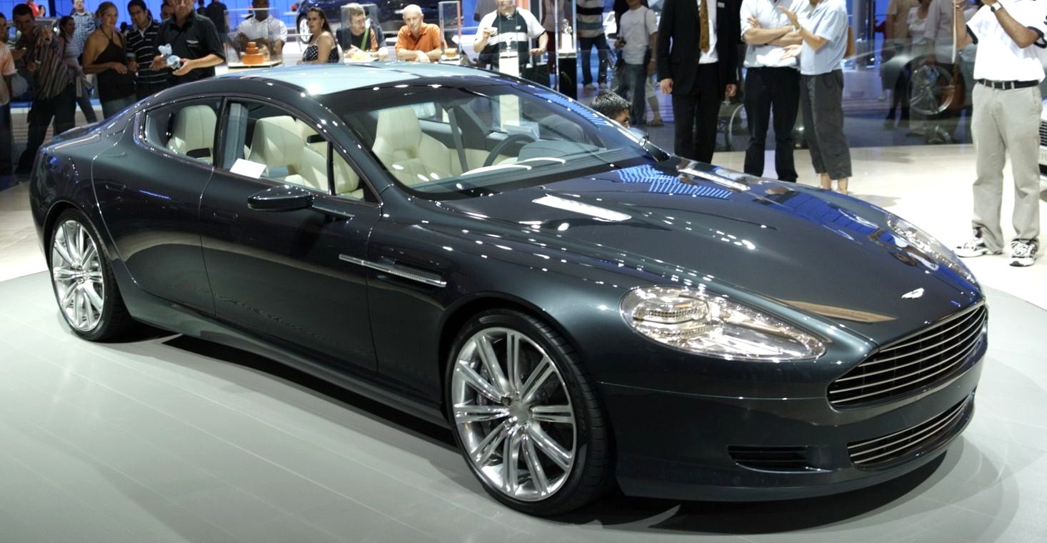 Aston Martin Rapide Concept at an auto show, 2009.