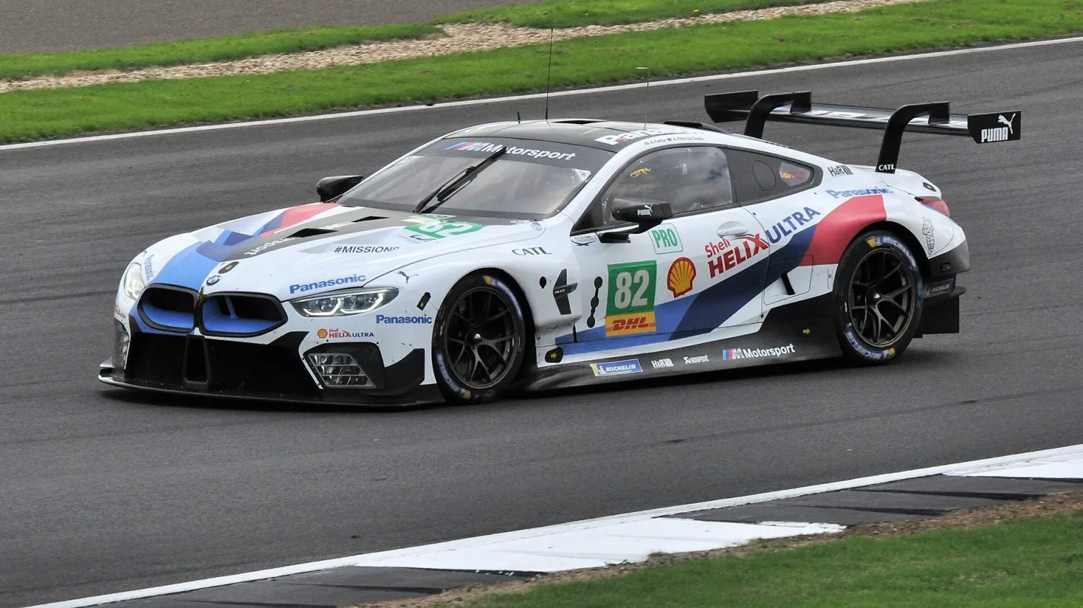 BMW M8 GTE racing at Silverstone, 2018