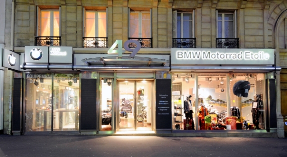 BMW Motorrad dealership storefront in Paris
