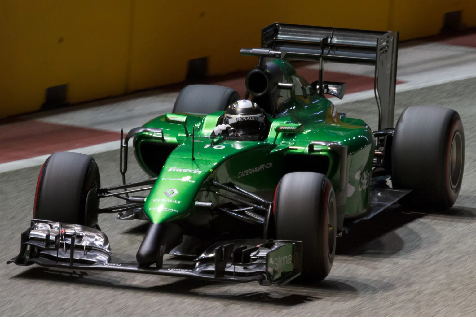 Kamui Kobayashi driving in 2014, the relevant Caterham F1 season.