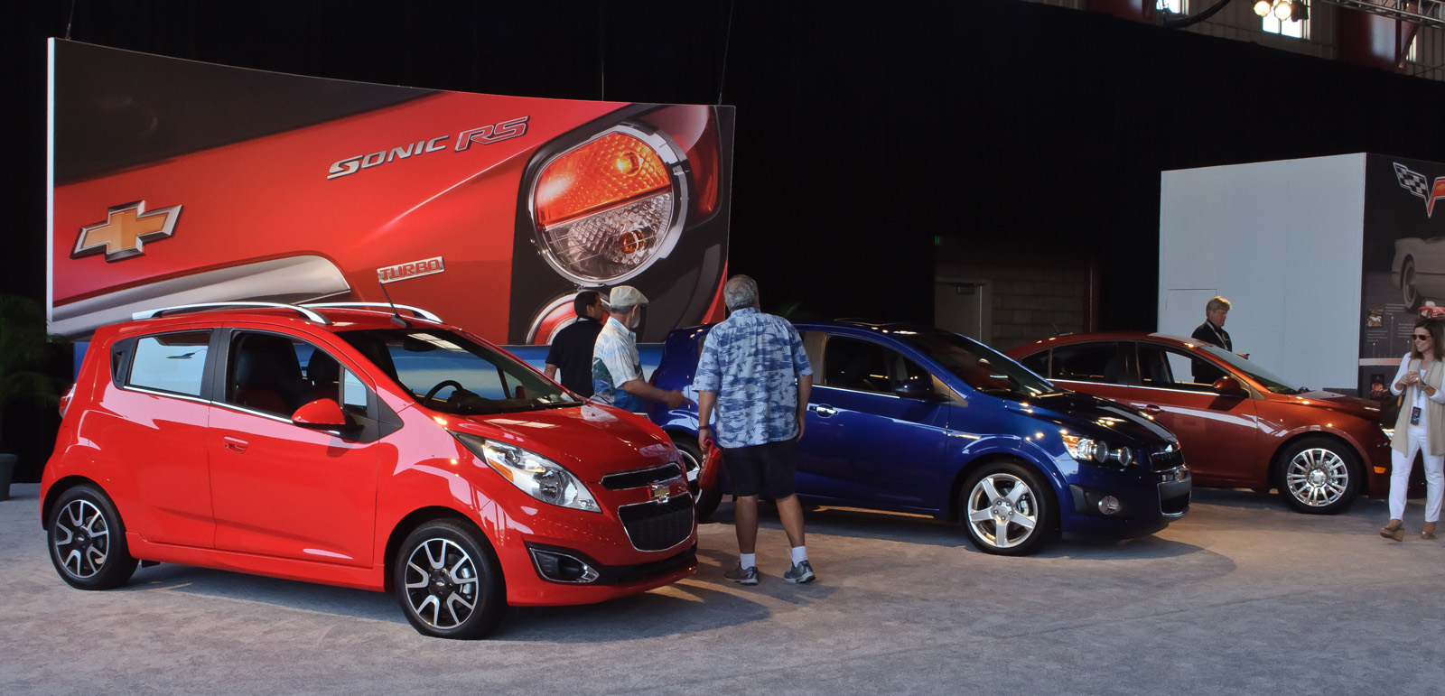 Chevrolet Sonic (center) alongside Spark and Cruze, US market, first generation.