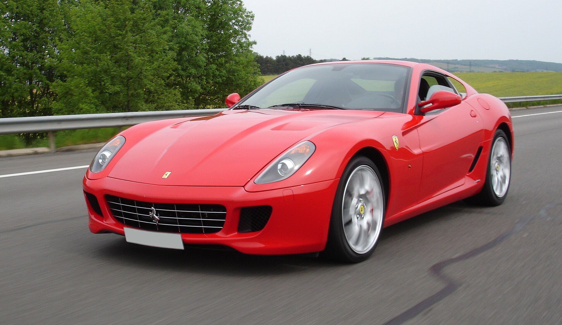 Ferrari 599 GTB in red, front three-quarter view