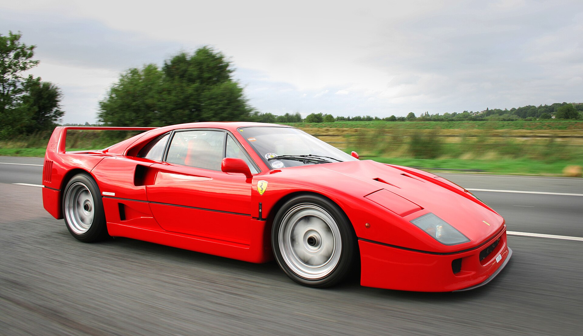 Ferrari F40 at an event, front view.