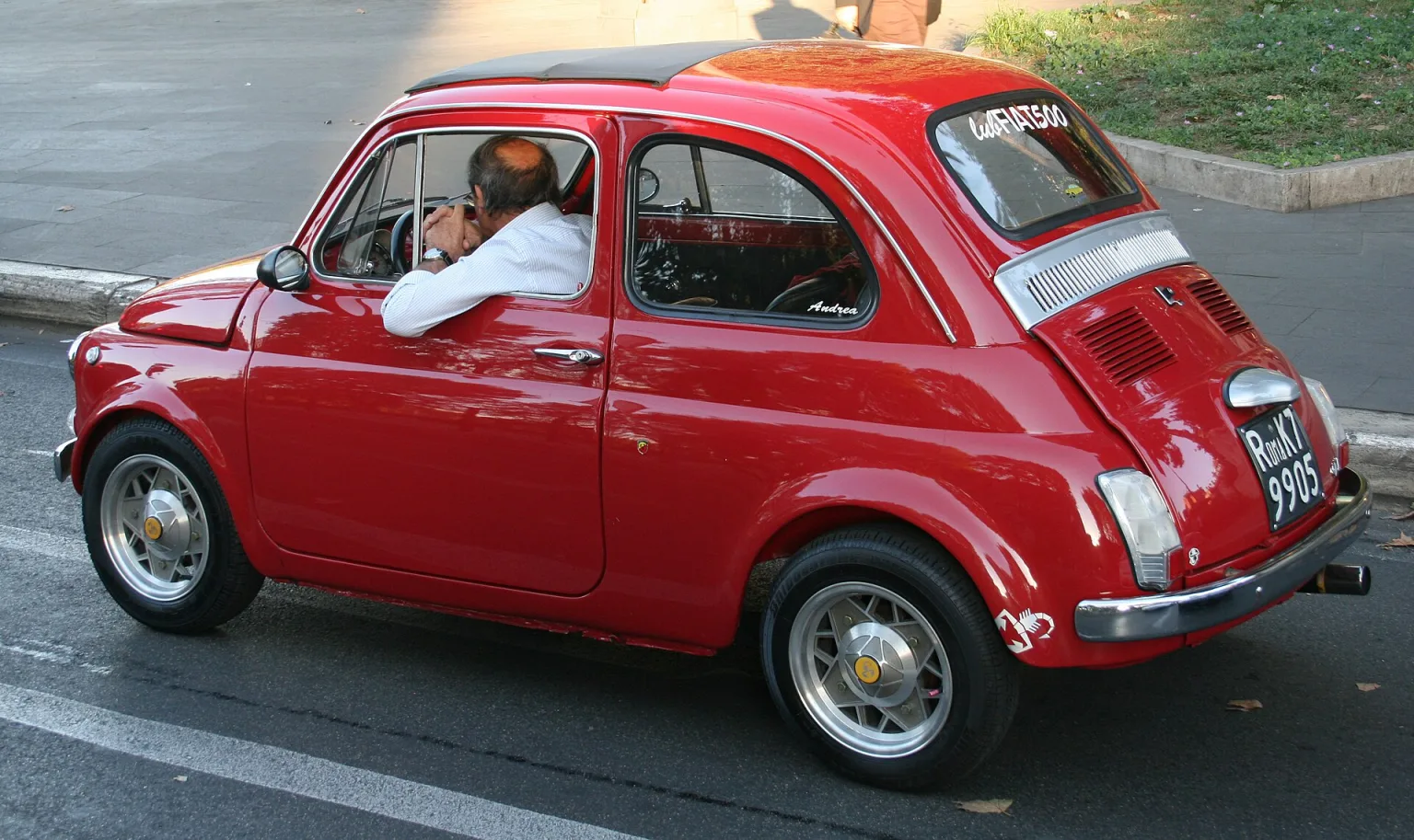 Modern Fiat 500 city car in Rome