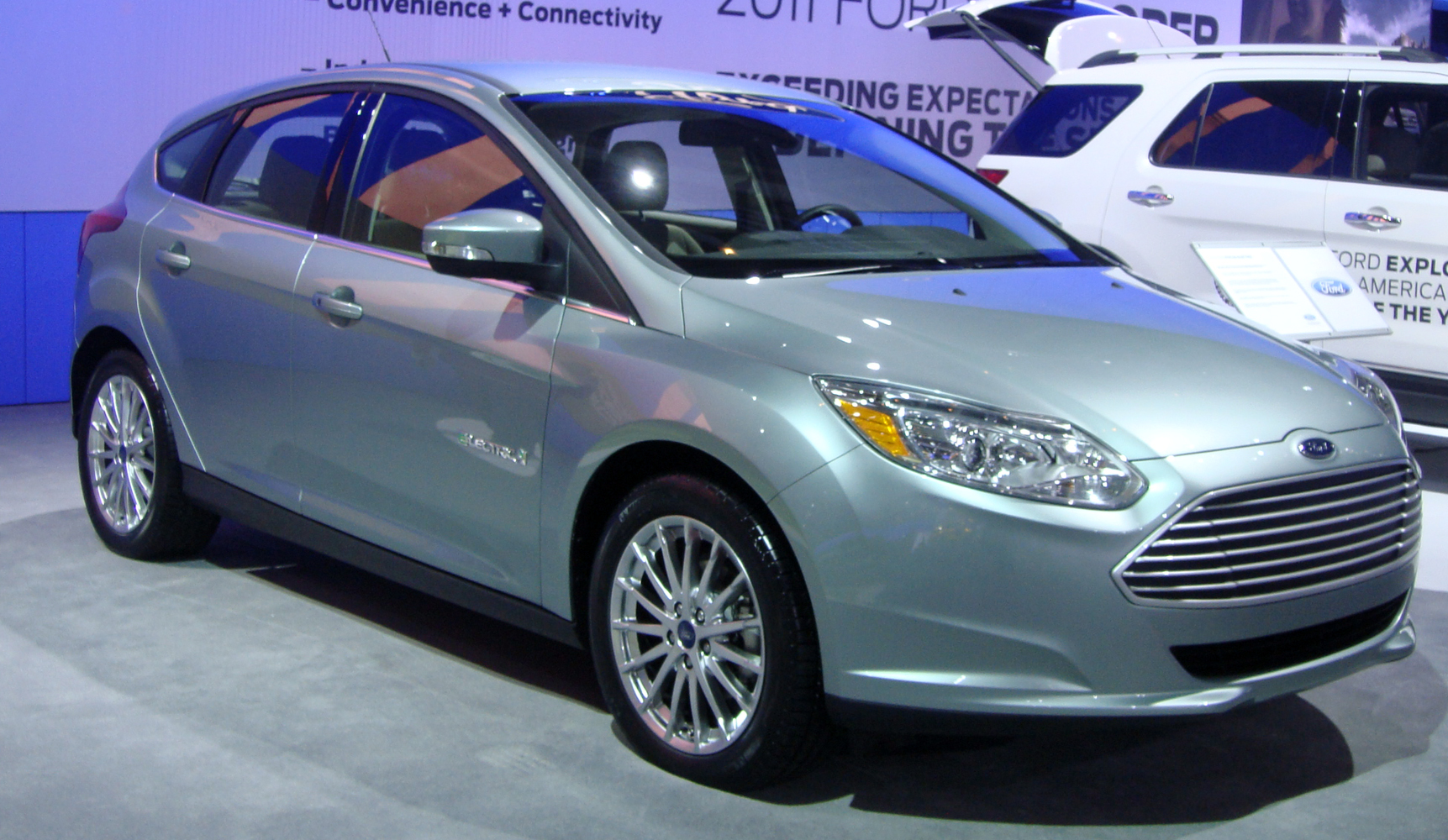 2011 Ford Focus Electric on display at the Washington Auto Show.