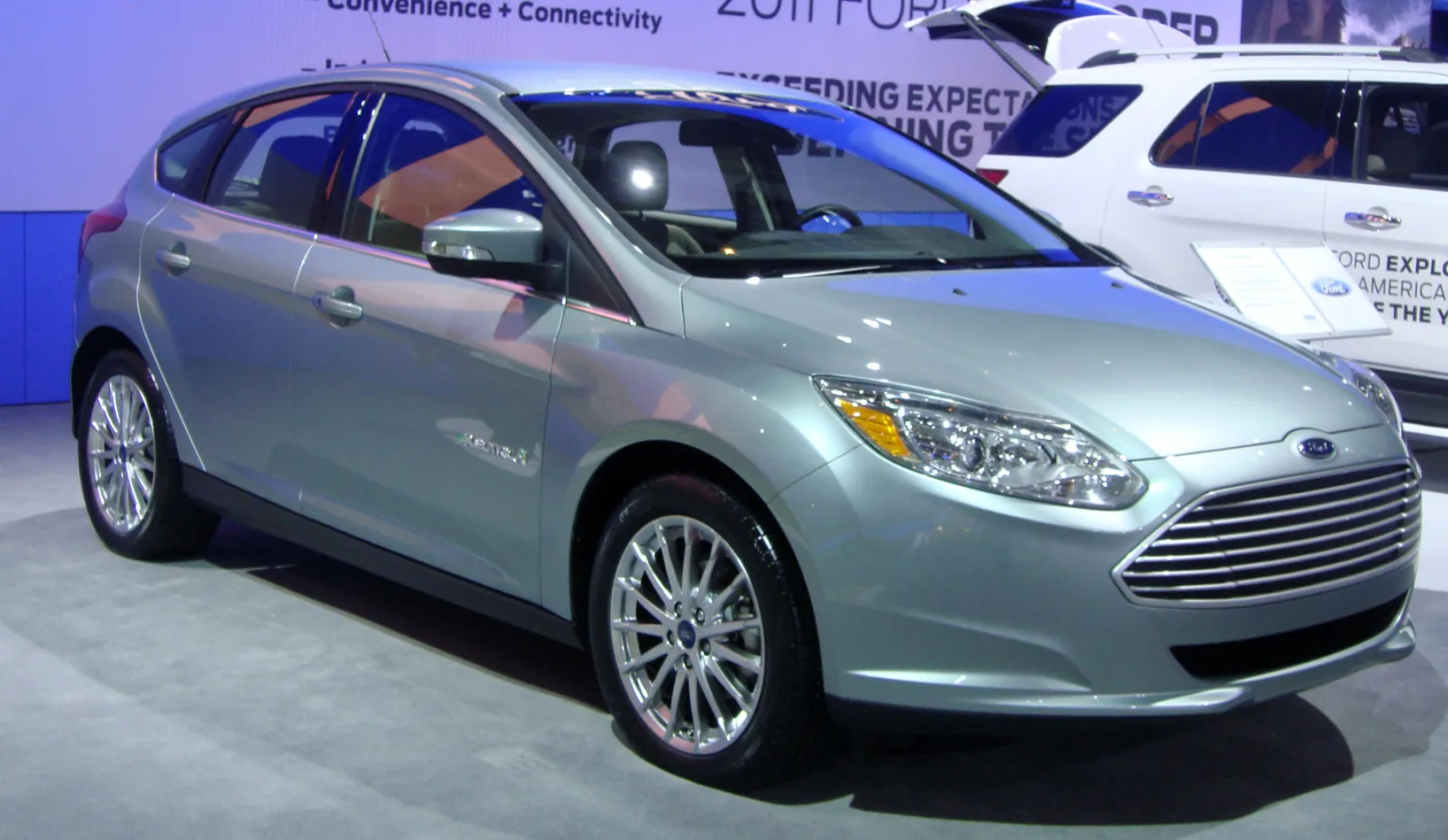 2011 Ford Focus Electric on display at the Washington Auto Show.