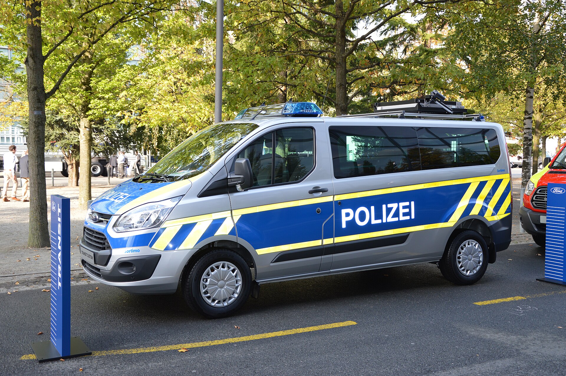 Ford Transit police car, 2014 model, at IAA. Relevant to 2014 Detroit police vehicles.
