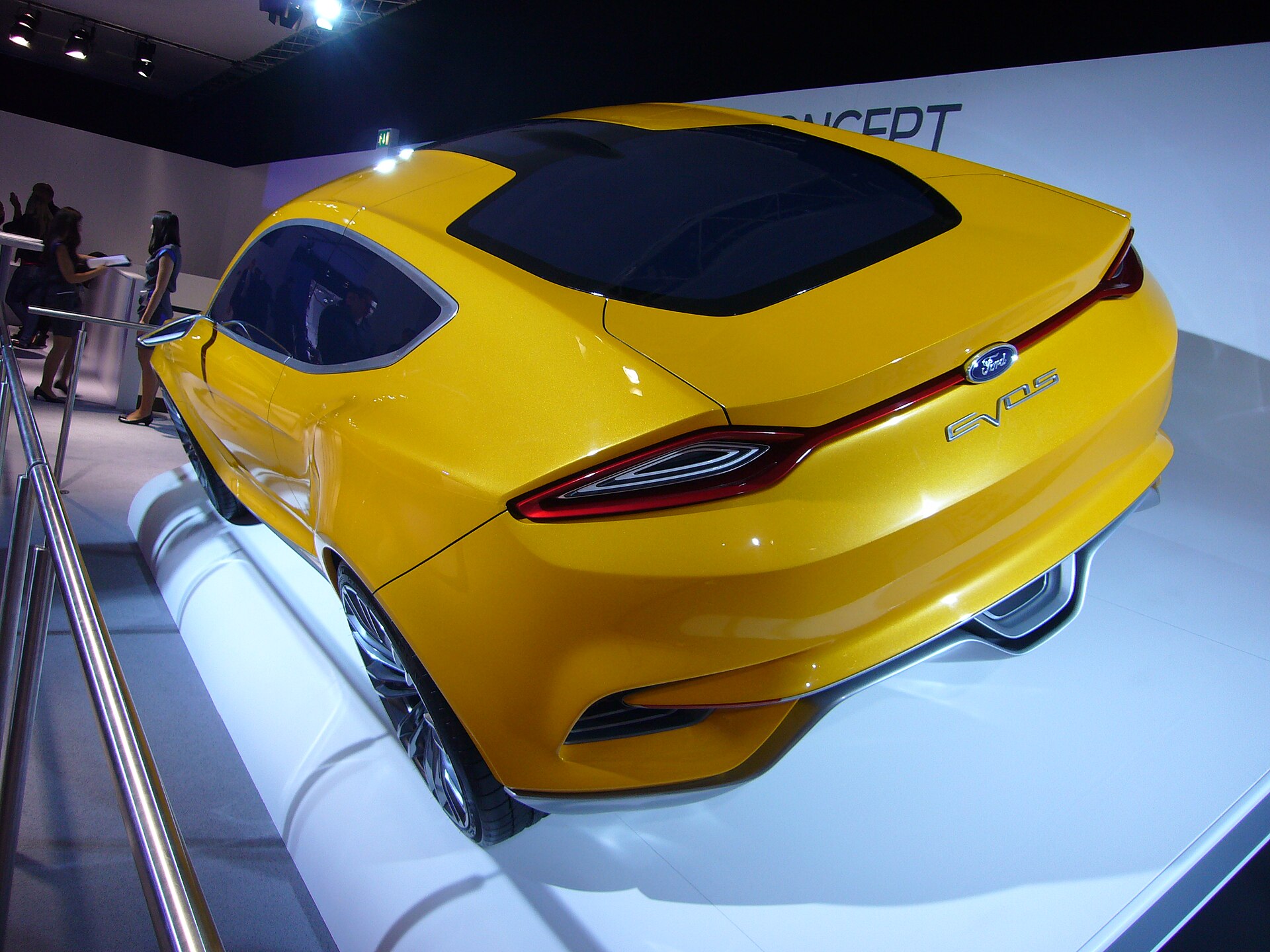 Ford Evos Concept at an auto show, 2013-era concept car.