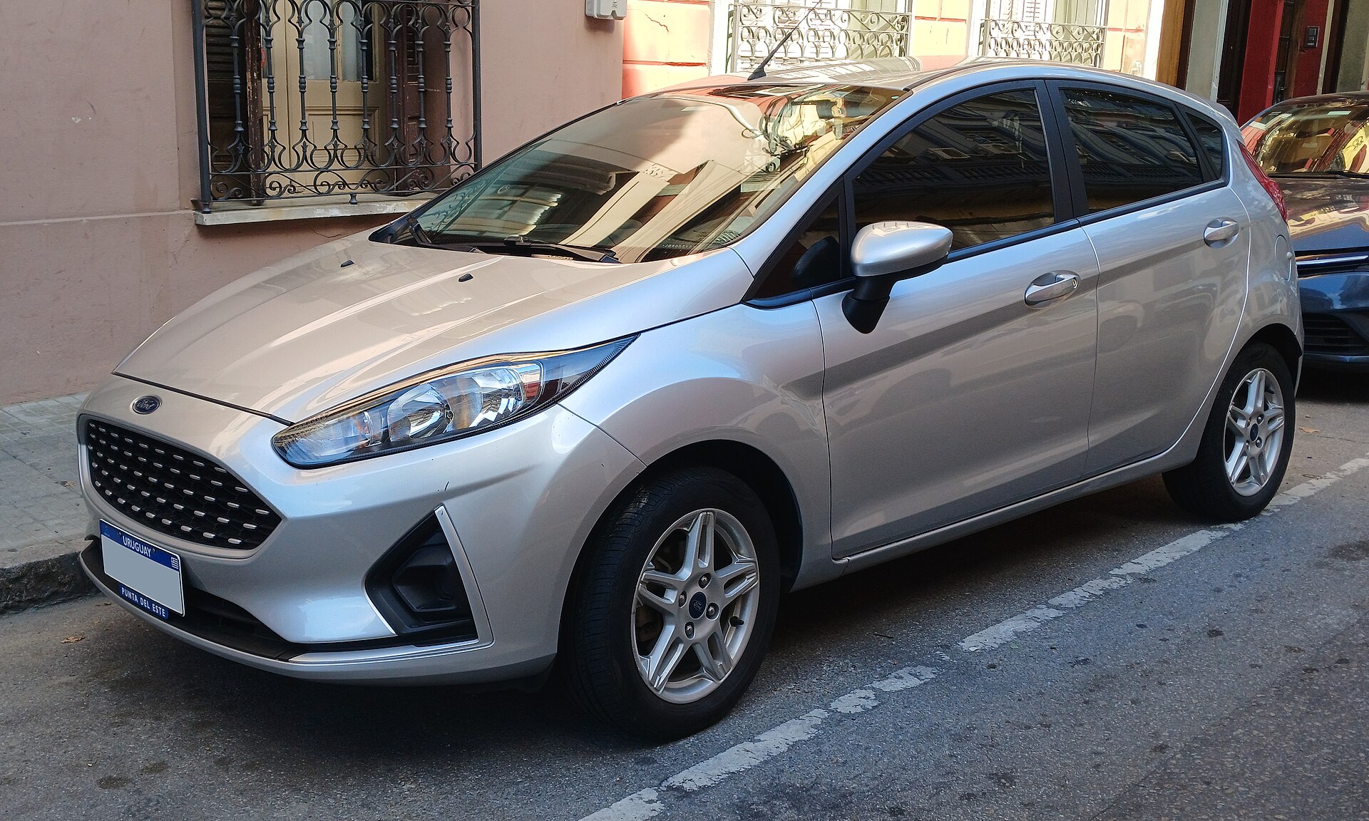 2018 Ford Fiesta S Plus 1.6 photographed in Montevideo, front view.