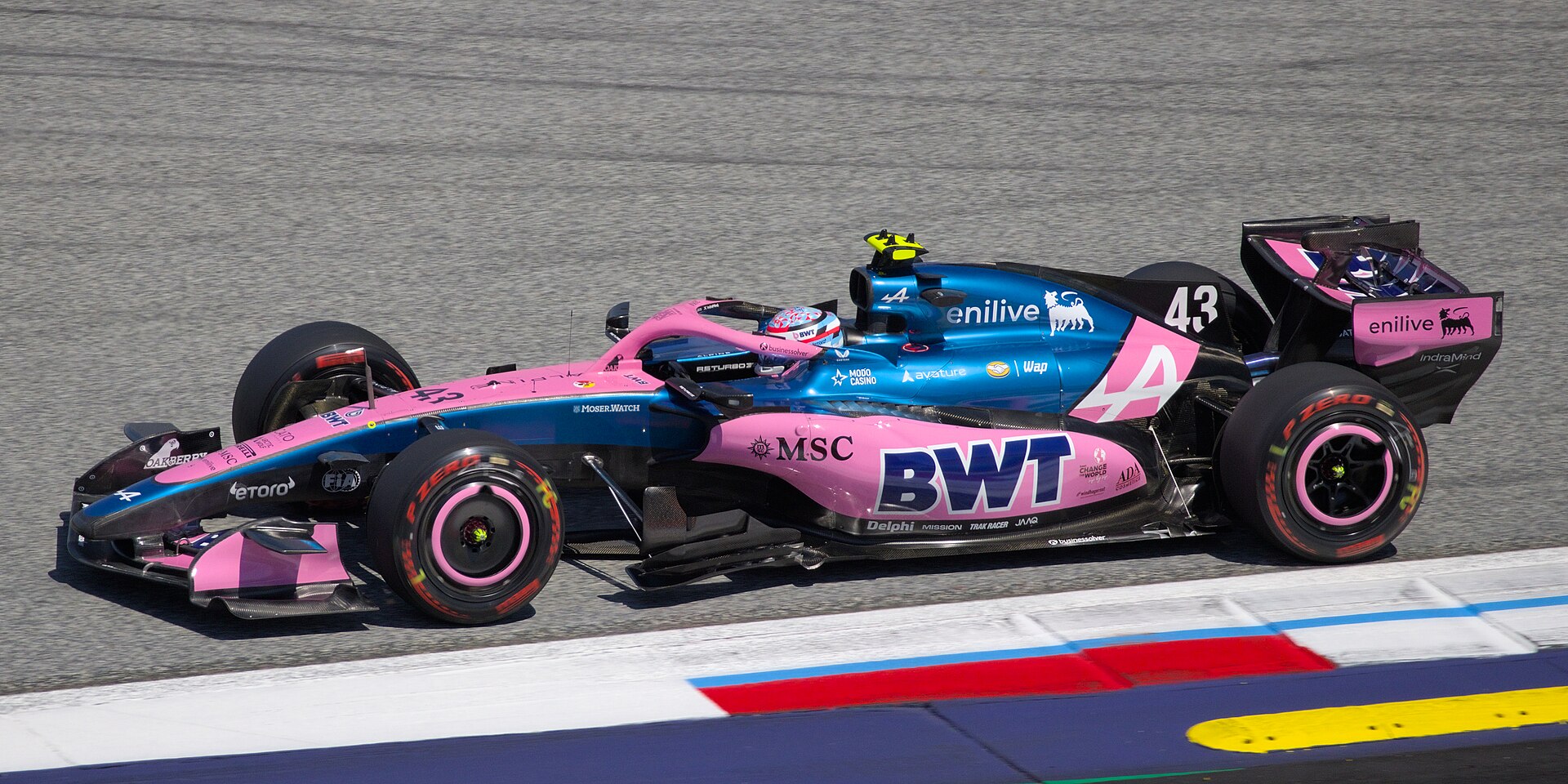 Franco Colapinto's #43 Alpine F1 car, Austria 2026