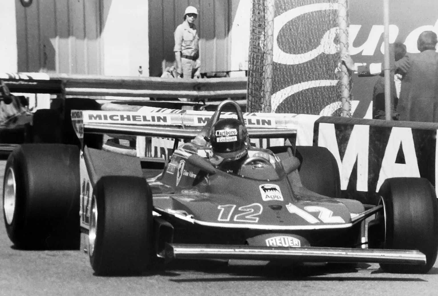 Gilles Villeneuve driving the Ferrari 312 T4 at the 1979 Monaco Grand Prix.