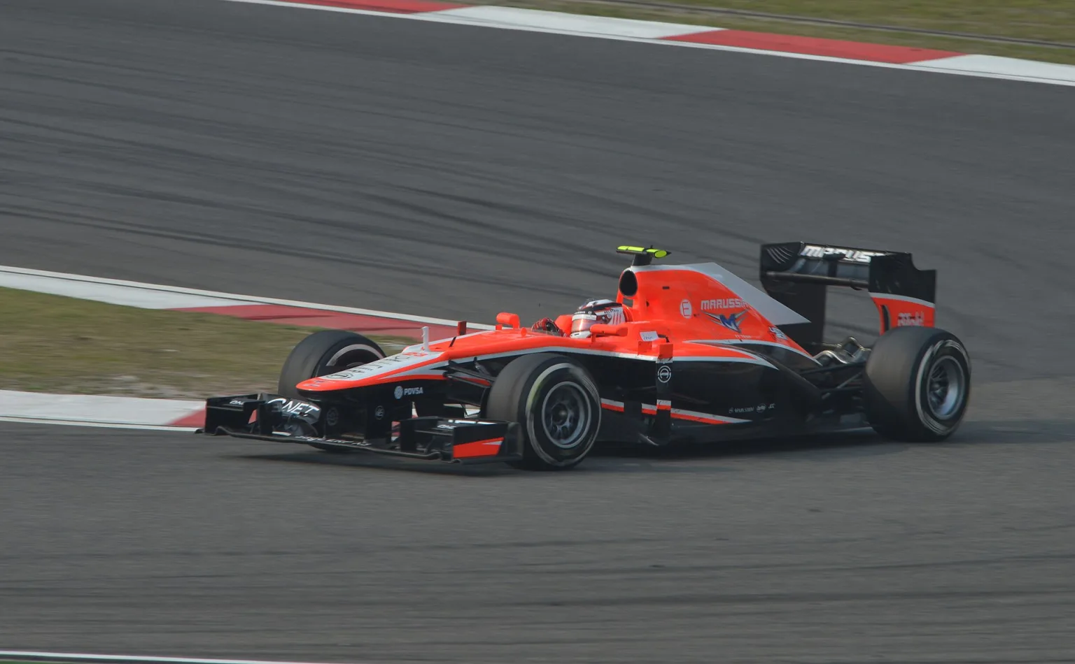 A Marussia F1 Team car from the early 2010s Formula One seasons.