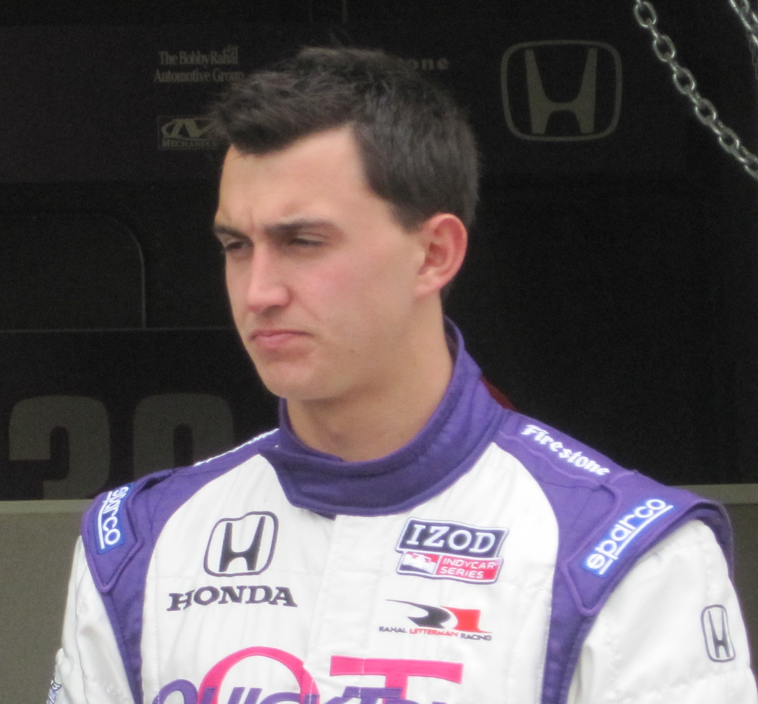 Graham Rahal at 2010 Indy 500 practice in a Chip Ganassi Racing car.