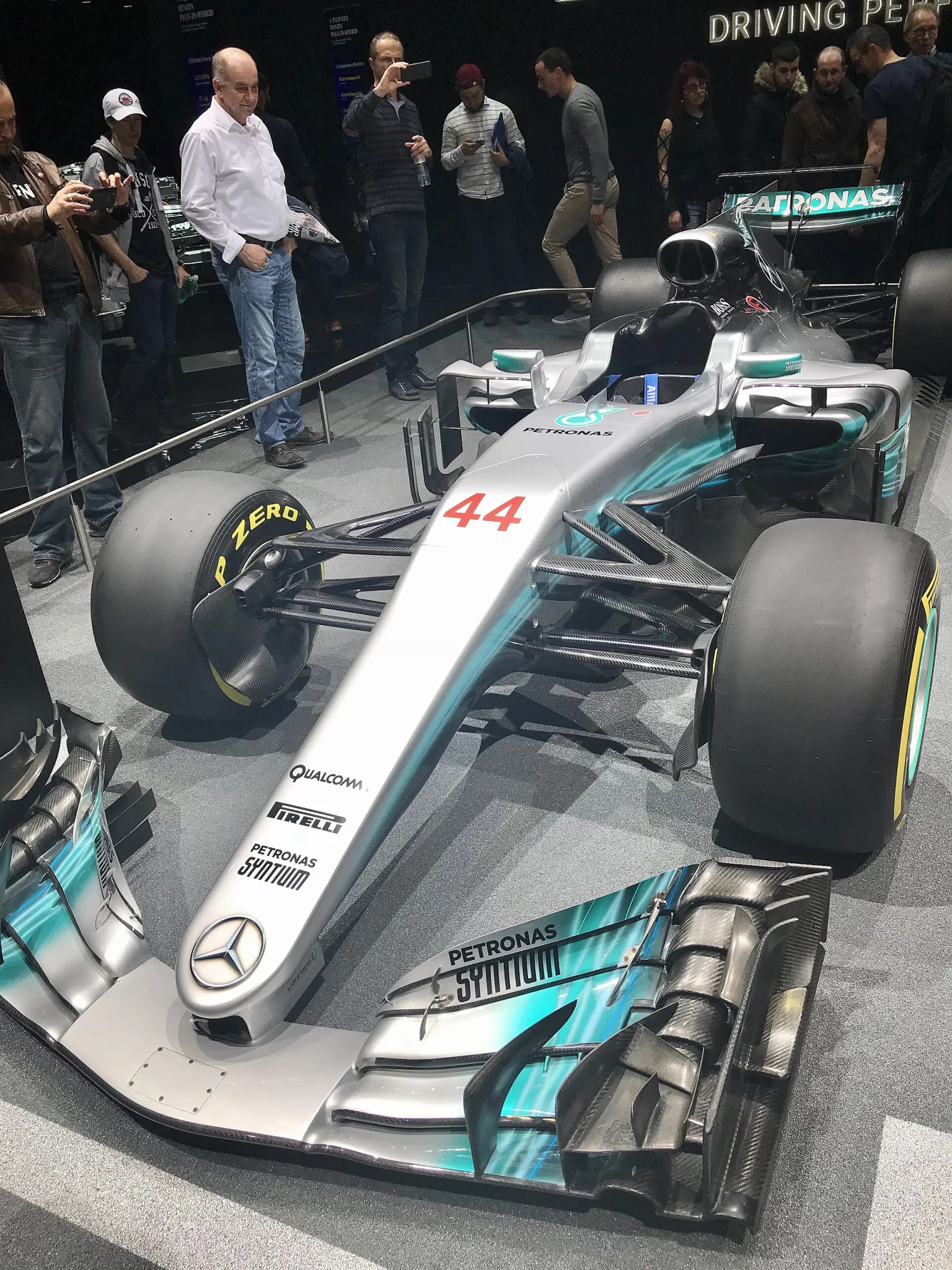 Lewis Hamilton driving the Mercedes W08 in 2017