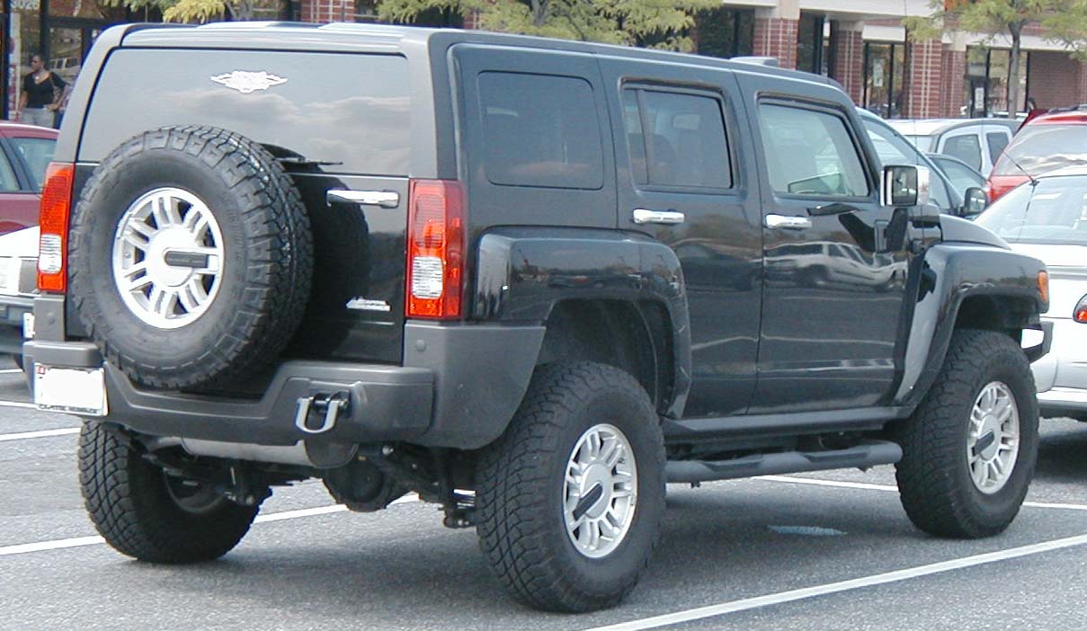 Rear view of a Hummer H3