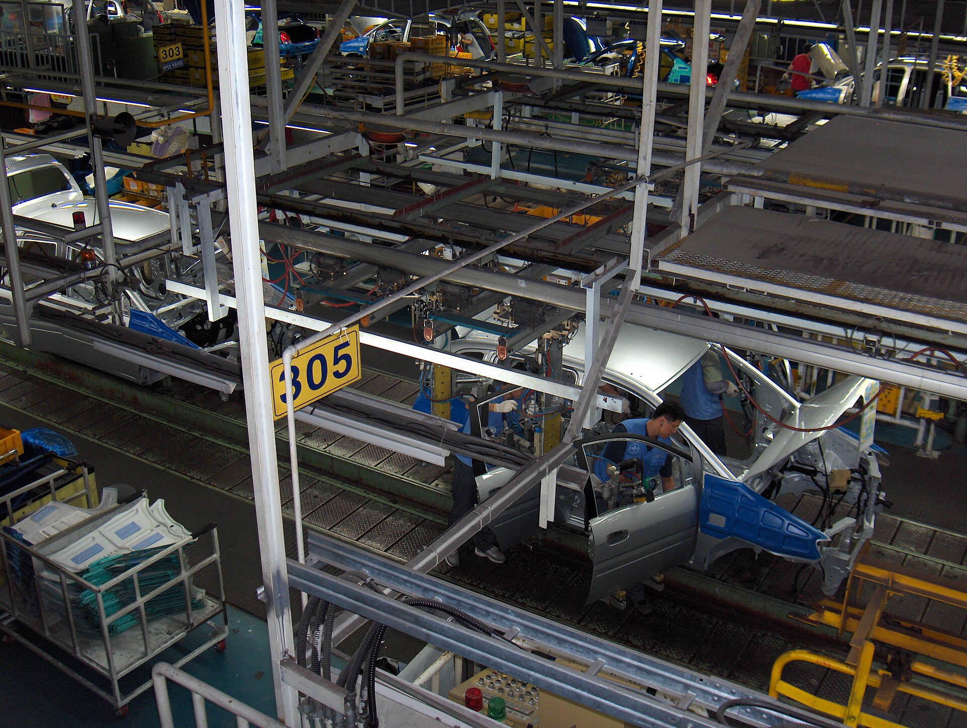 Hyundai car assembly line in South Korea