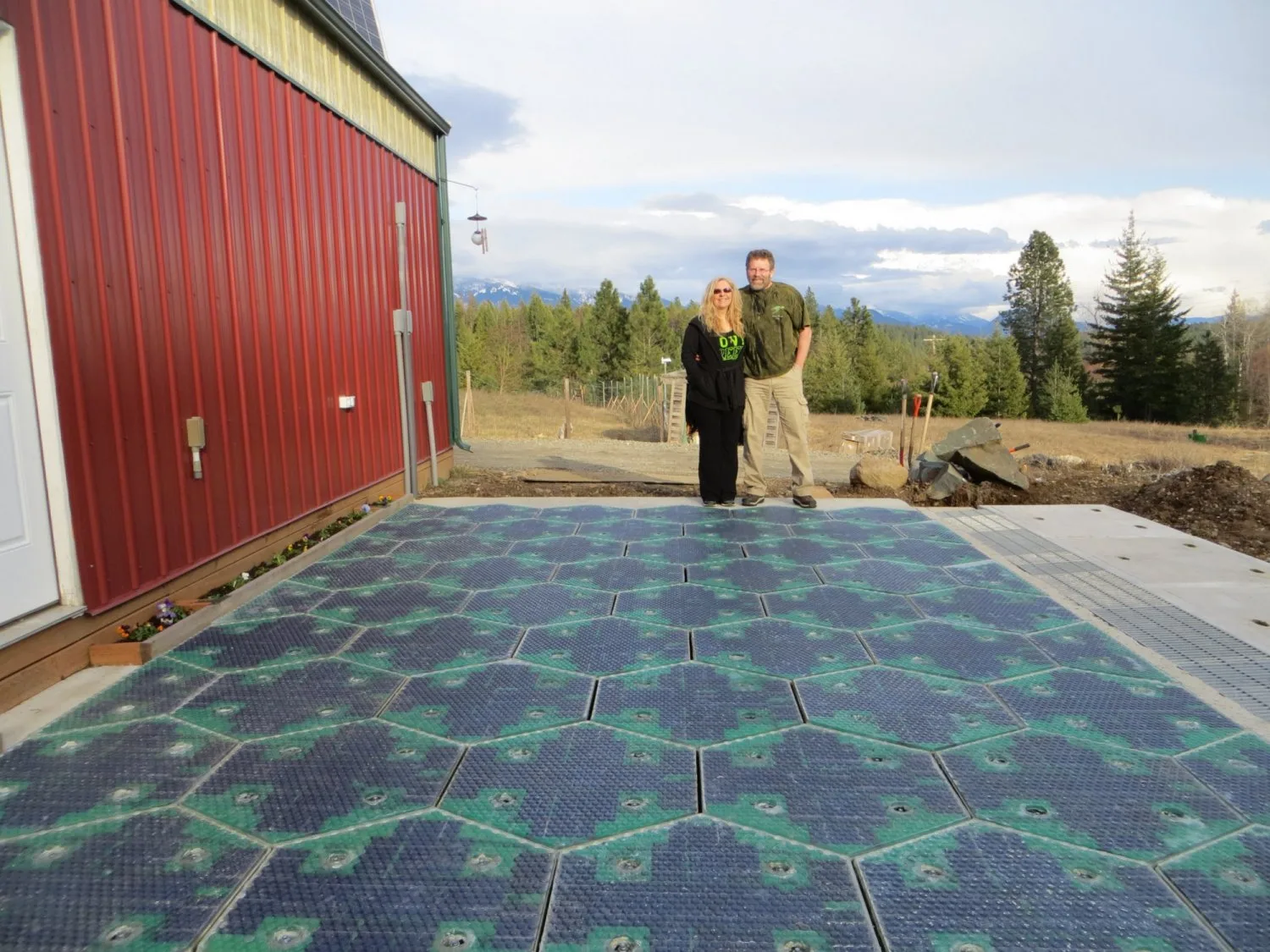 Solar Roadways parking lot prototype with solar panels as pavement