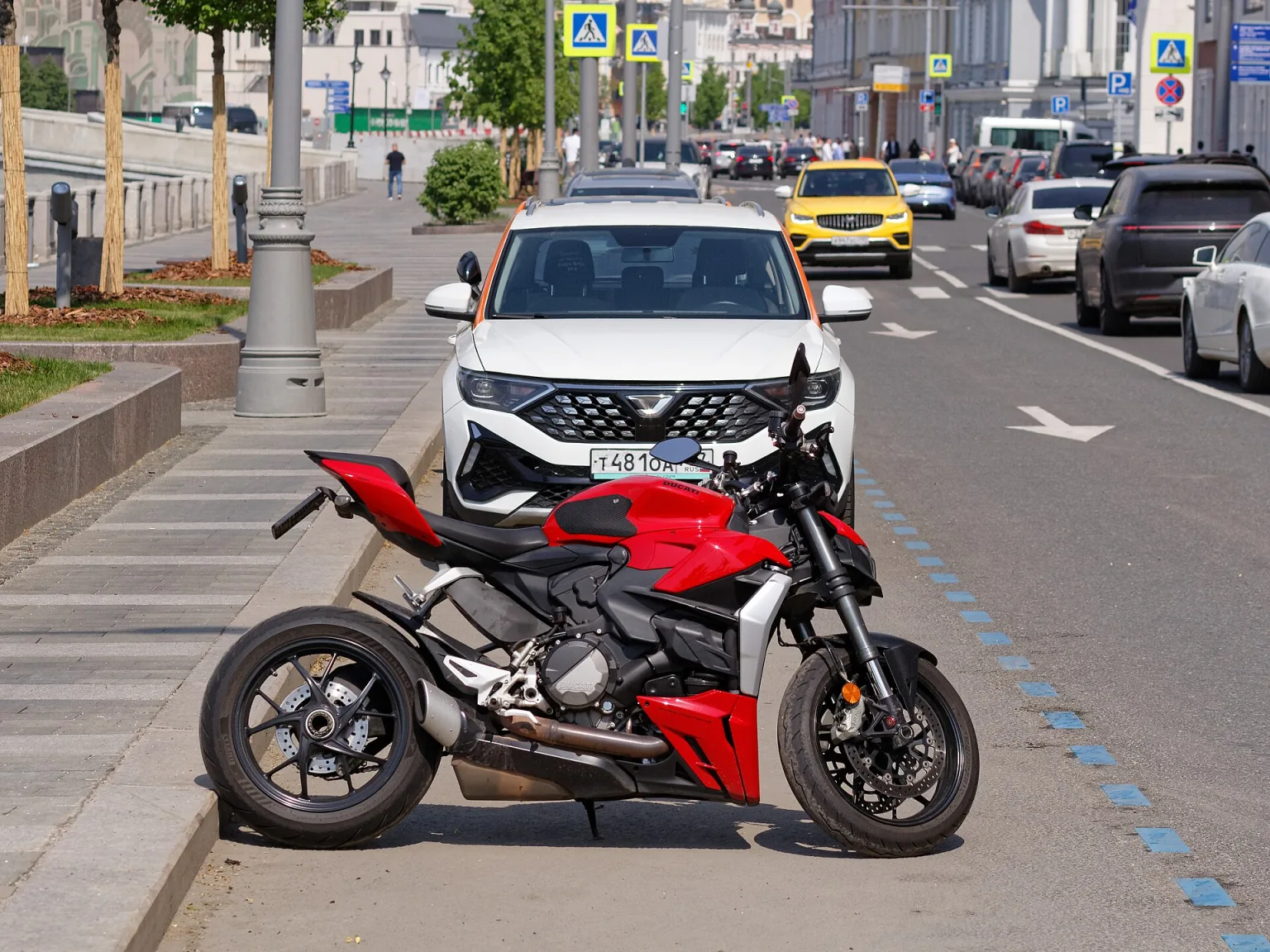 A Ducati motorcycle photographed in Moscow, May 2026.