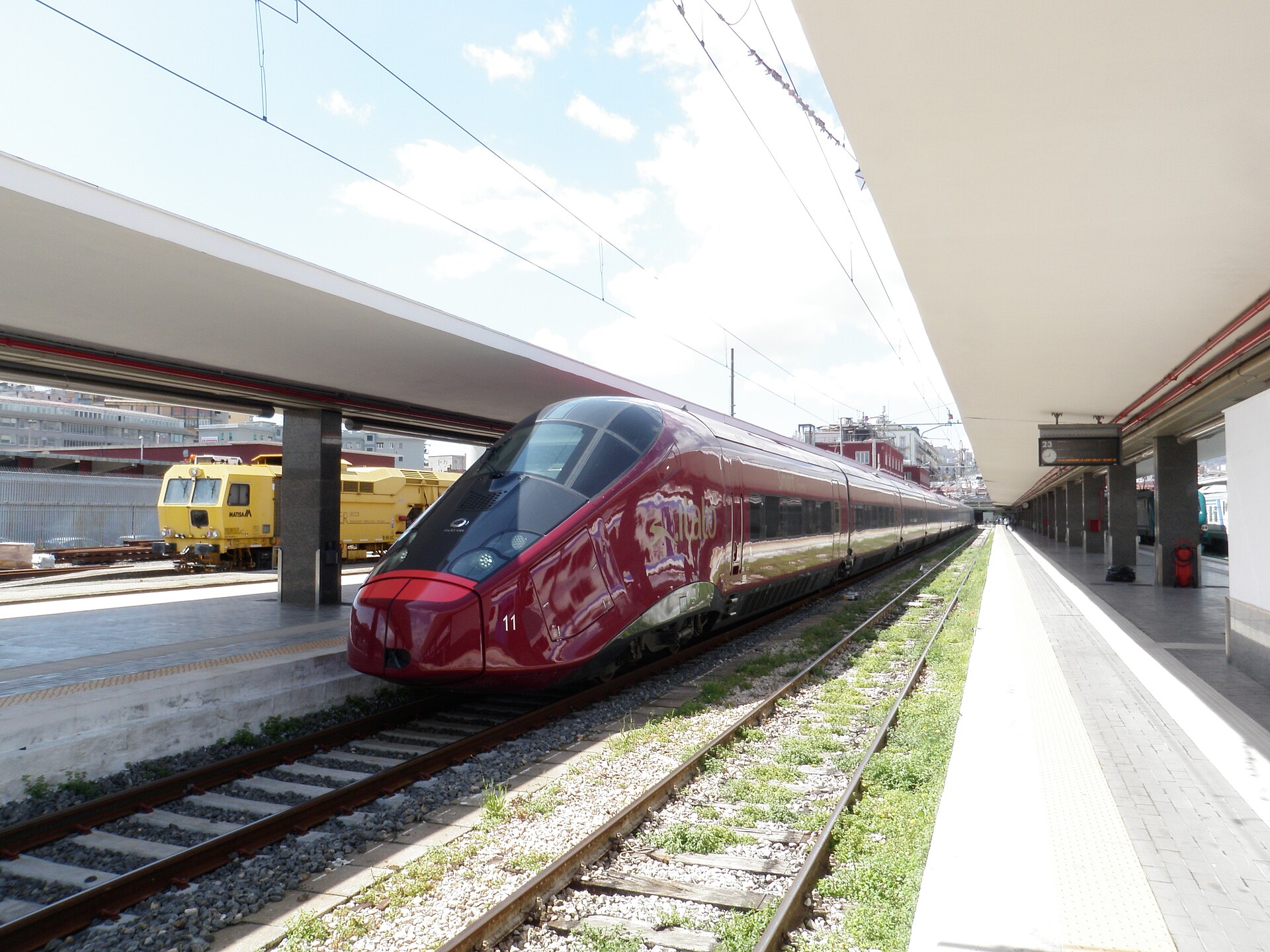 Italo AGV high-speed train at Napoli, operated by Nuovo Trasporto Viaggiatori.
