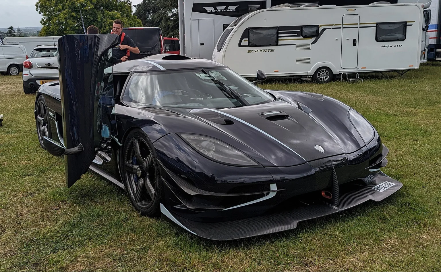2015 Koenigsegg One:1 at Goodwood, matte blue finish.