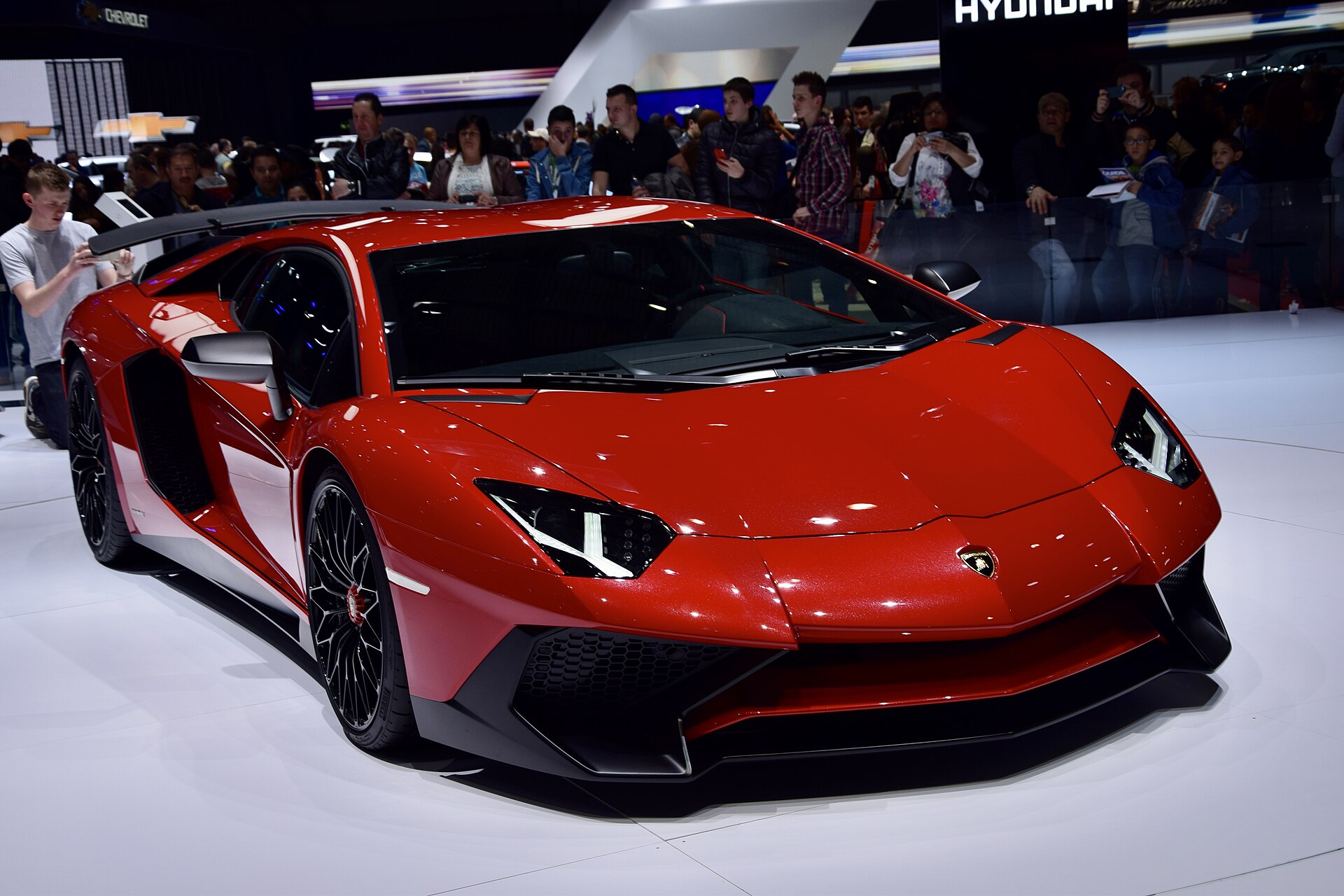 Lamborghini Aventador SV in red, 2015 Super Veloce model