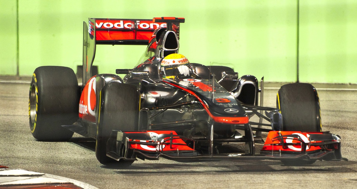 Lewis Hamilton driving the McLaren MP4-26 at Singapore, 2011.