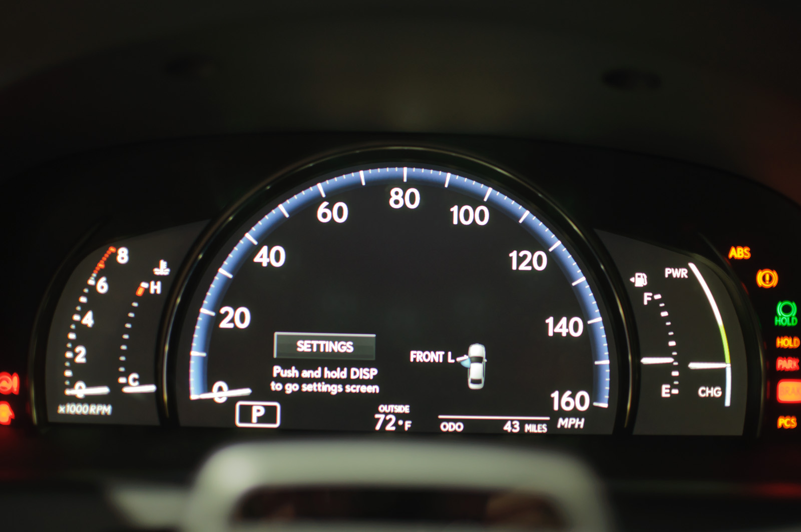 Instrument cluster of a Lexus LS600h L, a Lexus luxury vehicle.