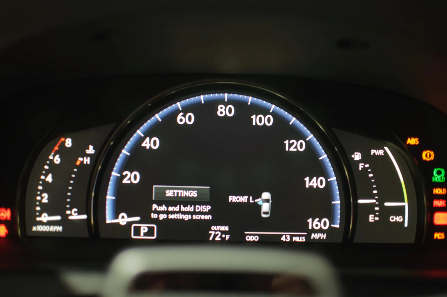 Instrument cluster of a Lexus LS600h L, a Lexus luxury vehicle.