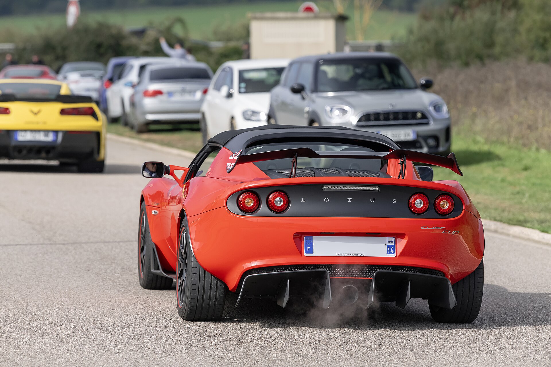 Lotus Elise S Cup at a motorsport event in 2014.