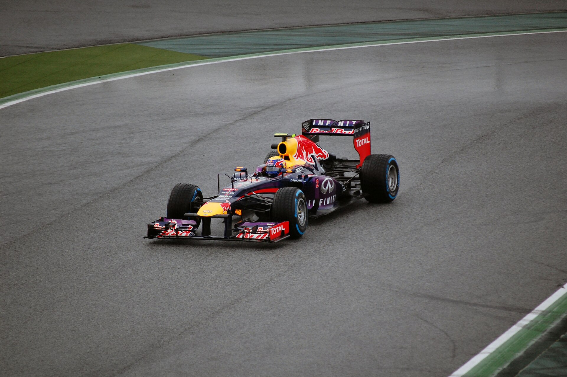 Mark Webber driving the Red Bull RB9 during 2013 Barcelona testing.