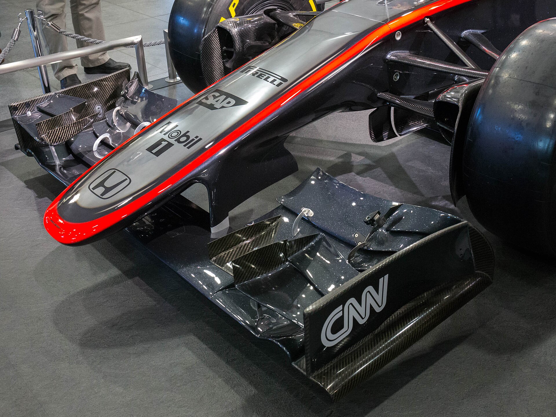 2015 McLaren MP4-30 front wing on display at Honda Welcome Plaza.