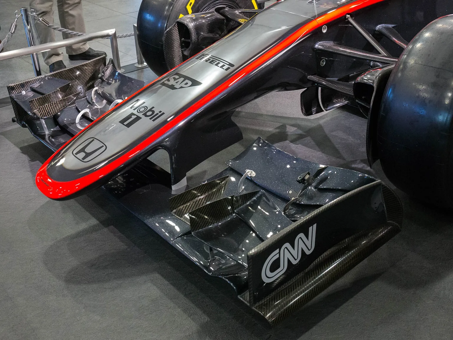 2015 McLaren MP4-30 front wing on display at Honda Welcome Plaza.