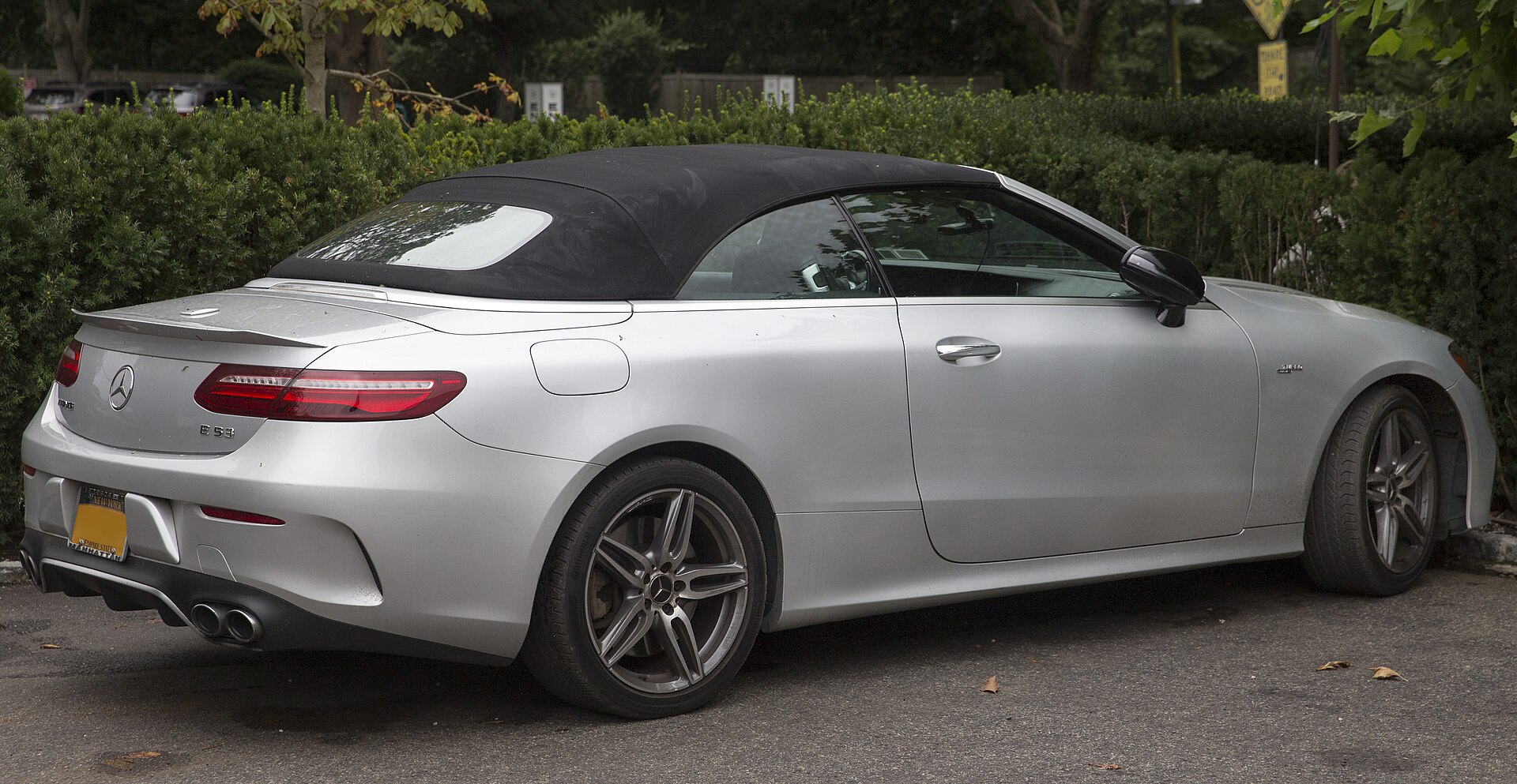 2019 Mercedes-Benz E53 AMG Cabriolet in Diamond Silver Metallic, rear right