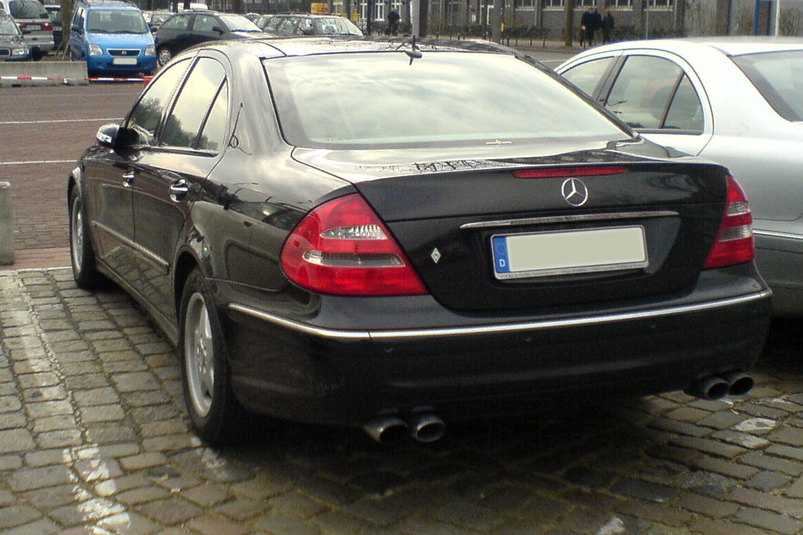 Mercedes-Benz W211 E-Class with AMG styling, black, front view