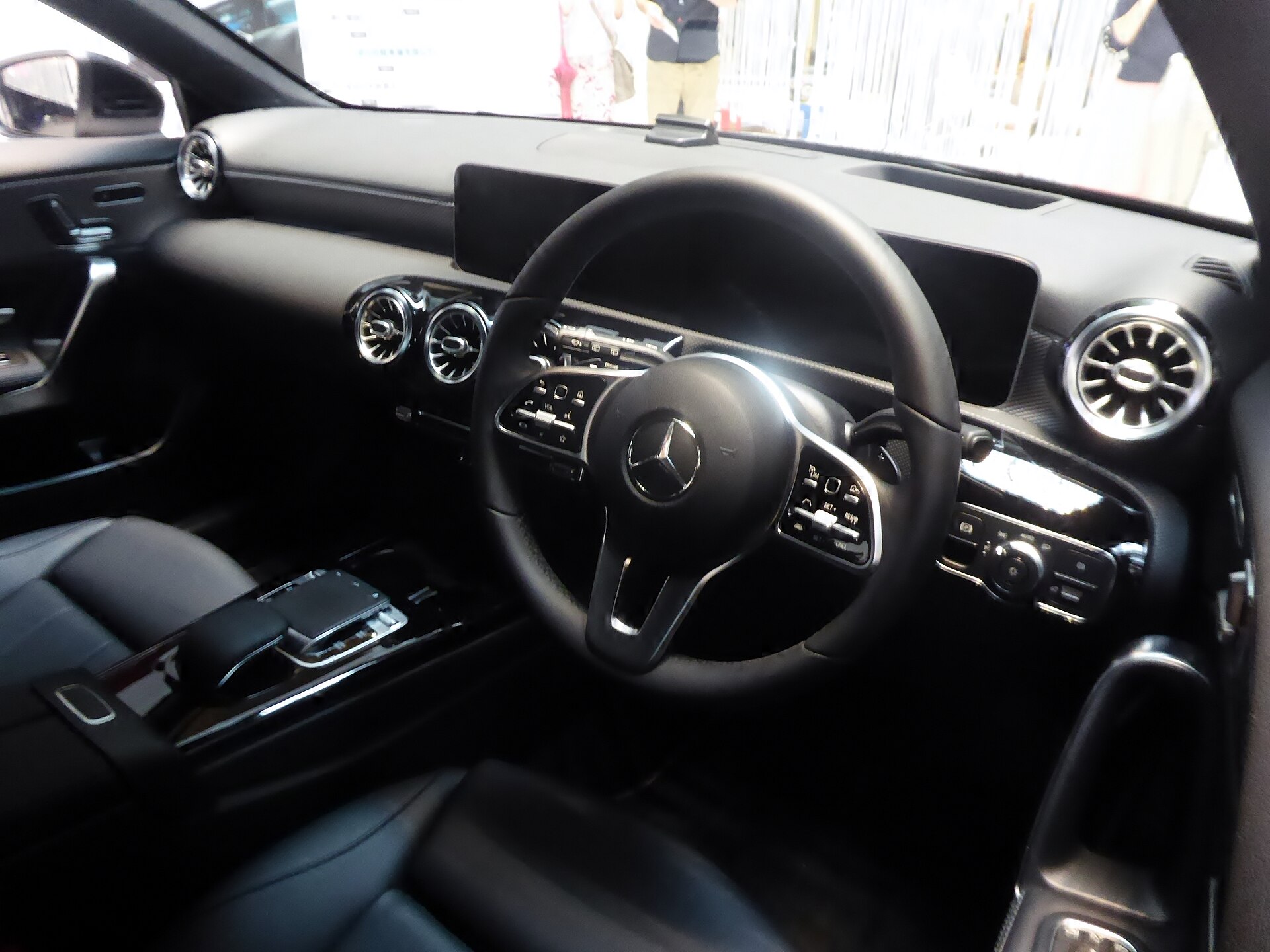 Interior of Mercedes-Benz A180 (W177) with dual widescreens