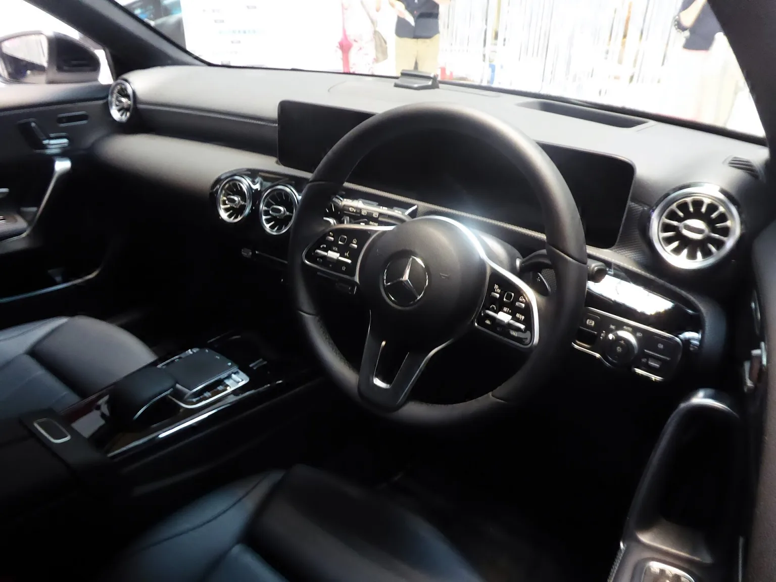 Interior of Mercedes-Benz A180 (W177) with dual widescreens