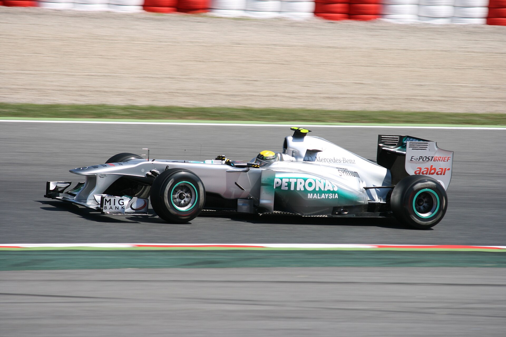 Nico Rosberg driving the Mercedes MGP W02 at the 2011 Spanish Grand Prix.