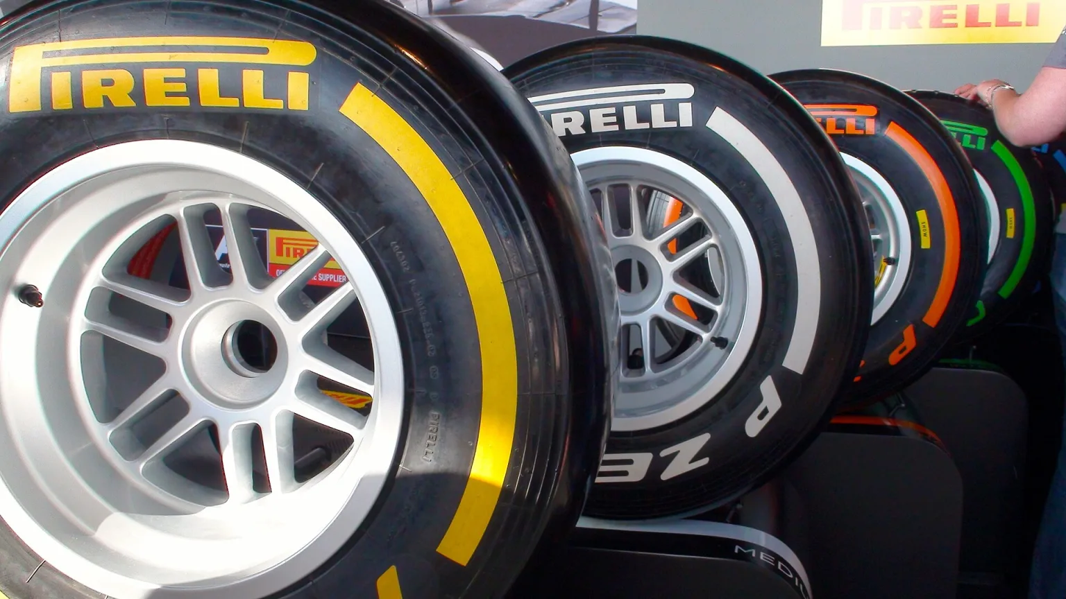 Pirelli Formula One tires used in the 2013 season, similar to those in 2015.