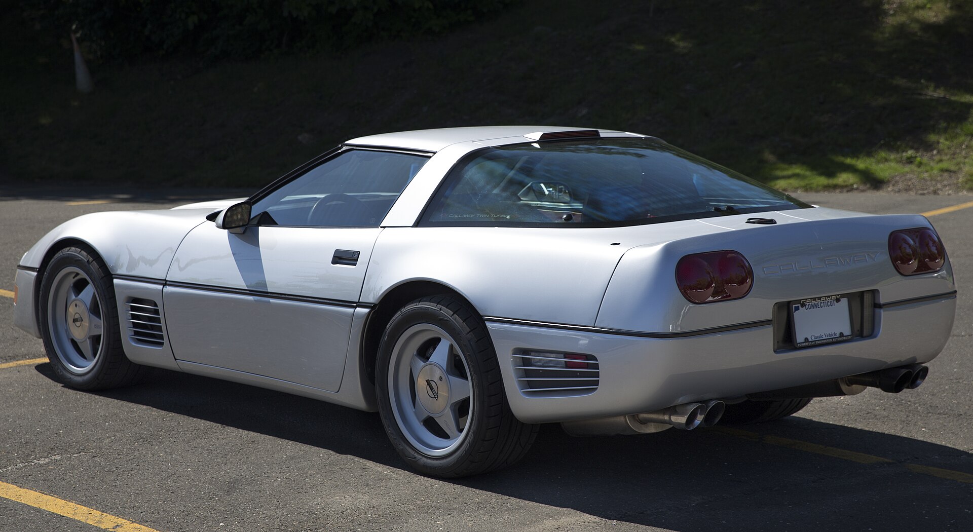1988 Callaway Twin Turbo Corvette in Silver, rear left view