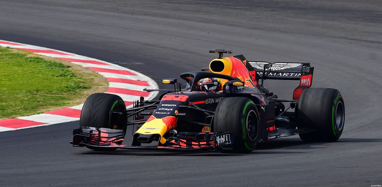 Red Bull Racing RB14 during testing with Verstappen, contemporary to Renault engine woes.