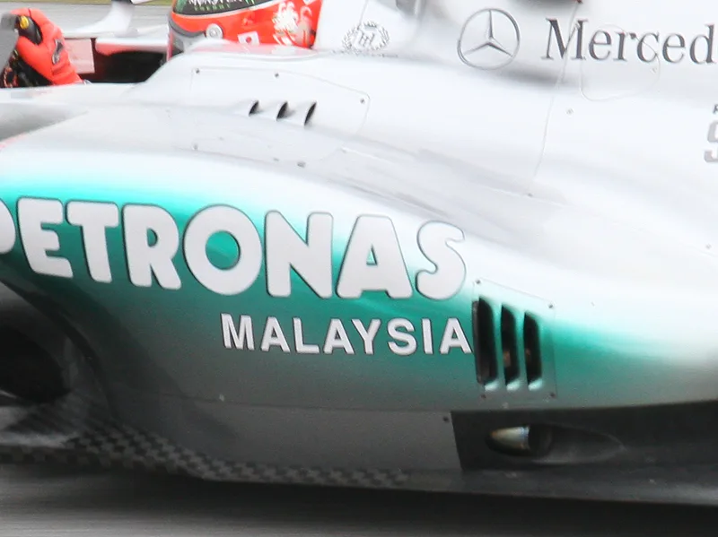 Mercedes MGP W02 exhaust at 2011 Malaysian GP