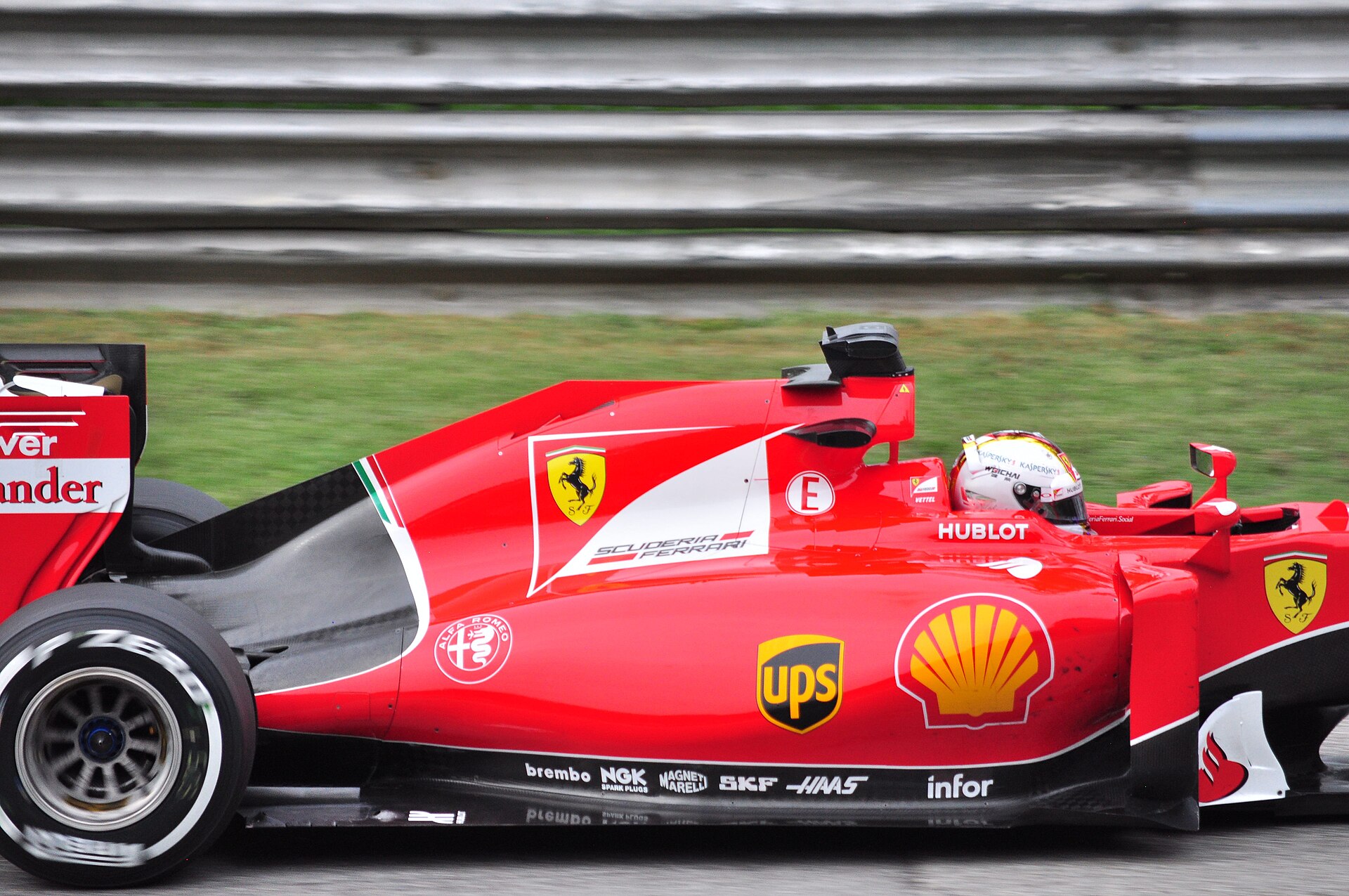 Sebastian Vettel in his Ferrari SF15-T during the 2015 season.